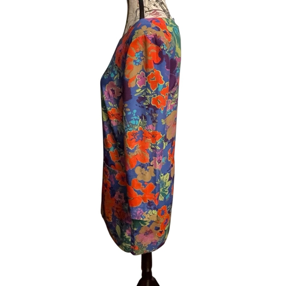 J. Crew Colorful Mod Floral Long Sleeve Dress - Picture 3 of 10